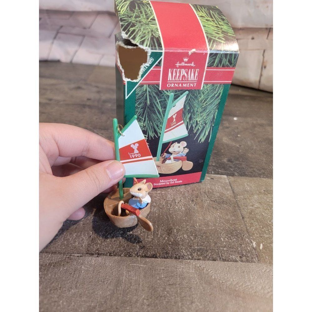 Hallmark 1990 Mouseboat ornament‎ Xmas decor